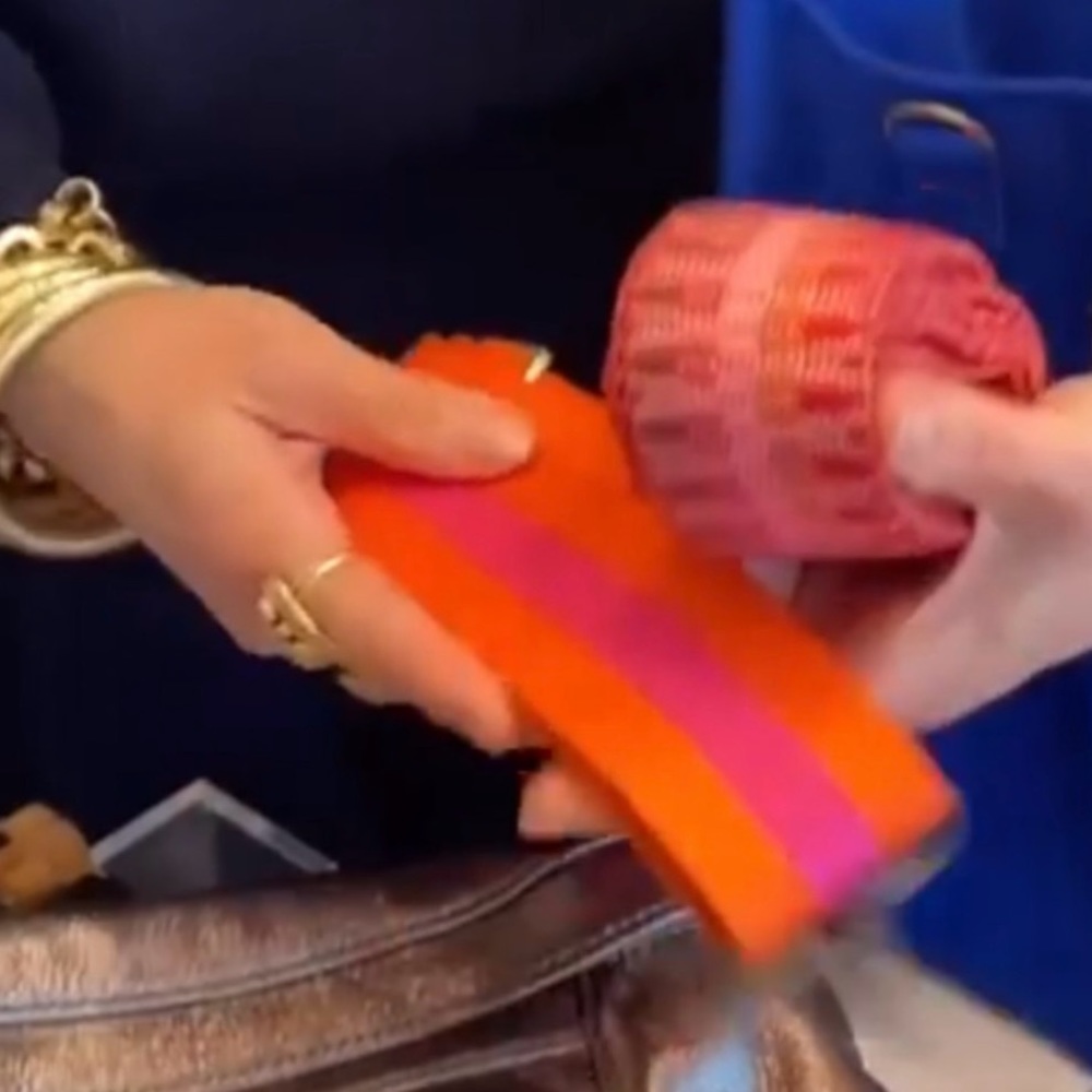 ISO Parker thatch orange and pink stripe strap